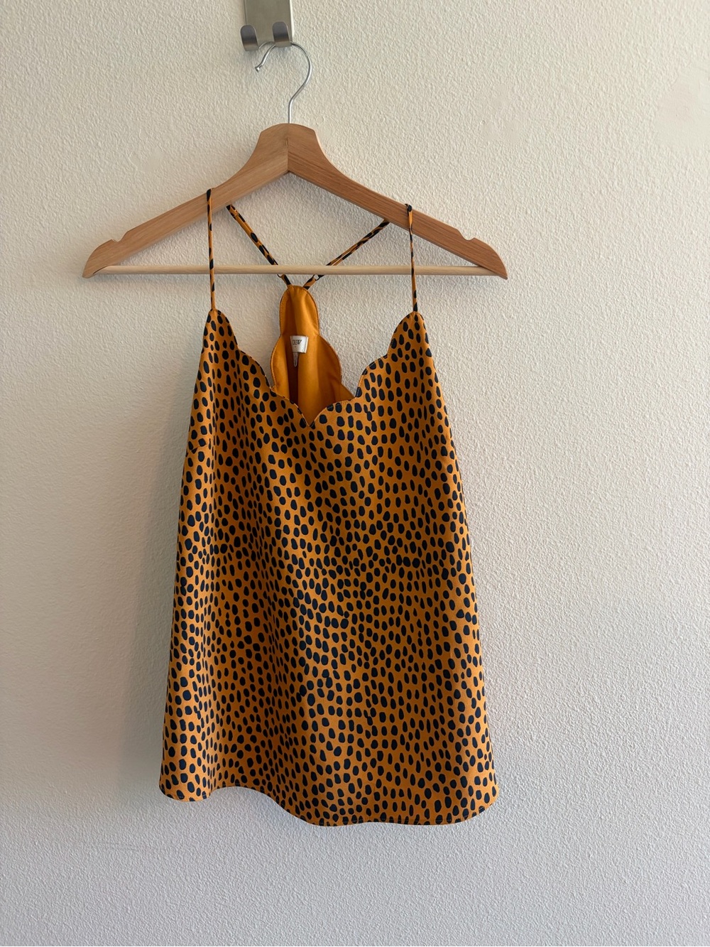 J. Crew Mustard Yellow Cami with Black Spot Print